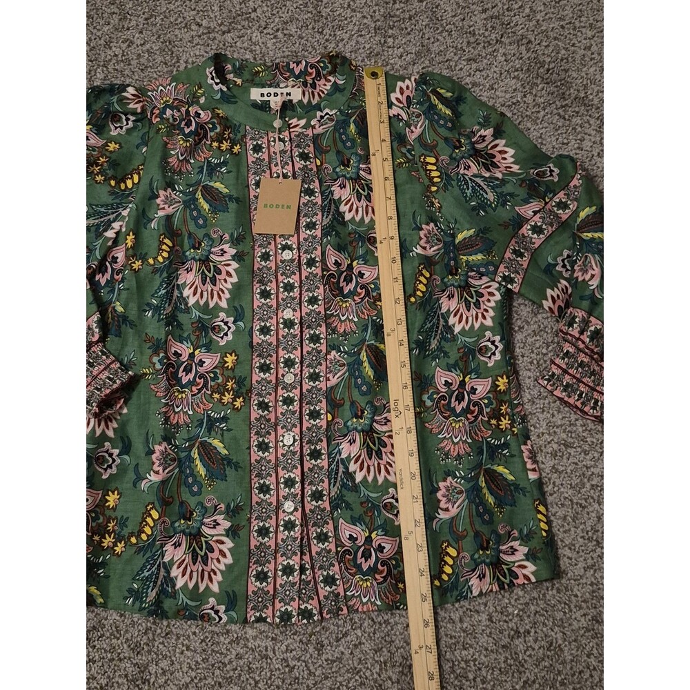 NWT Boden Alicia Floral Pure Linen Top Size 8 Puff Sleeve Coastal Preppy - Picture 9 of 9